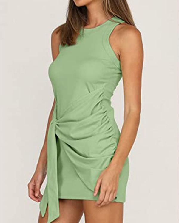 casual knotted sleeveless mini dress