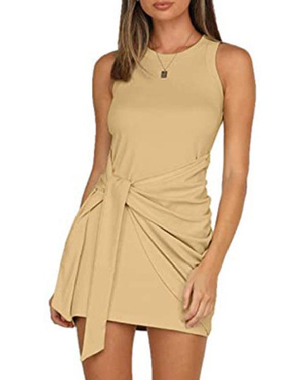 casual knotted sleeveless mini dress