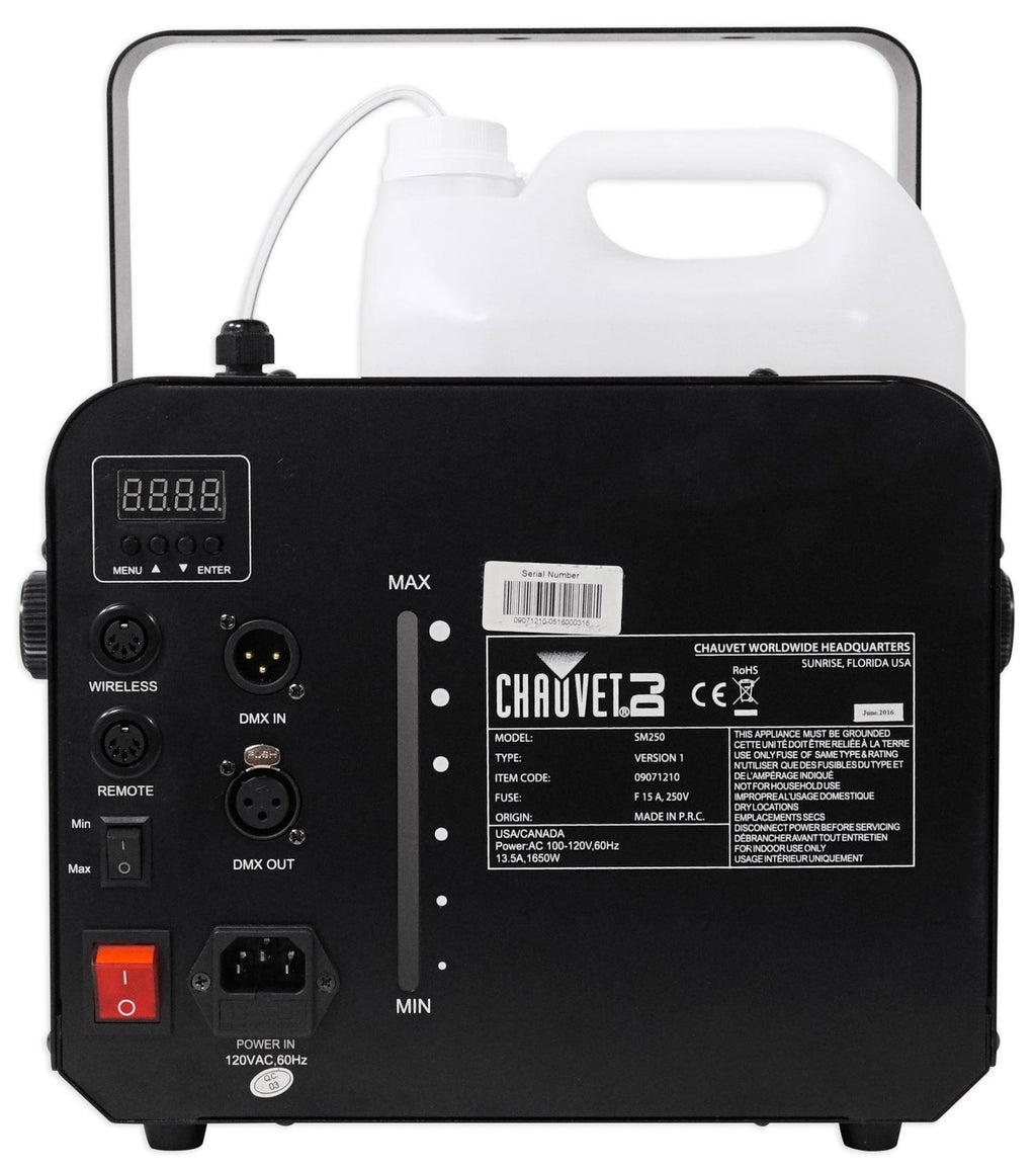 Chauvet DJ SM 250 Portable DMX Snow Machine+Wired timer Remote SM250+(2) Scrims