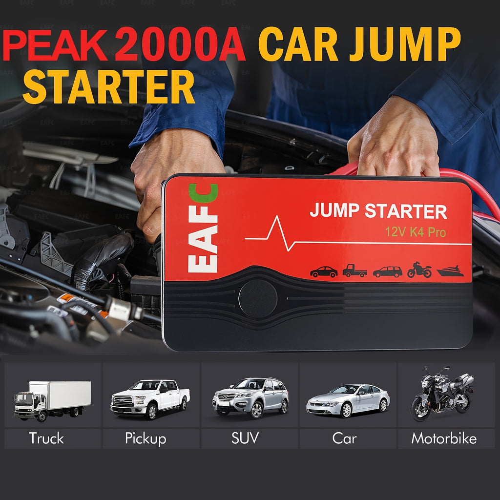 Never Get Stranded Again: Portable Car Jump Starter Battery Power Bank For Emergency Boosting