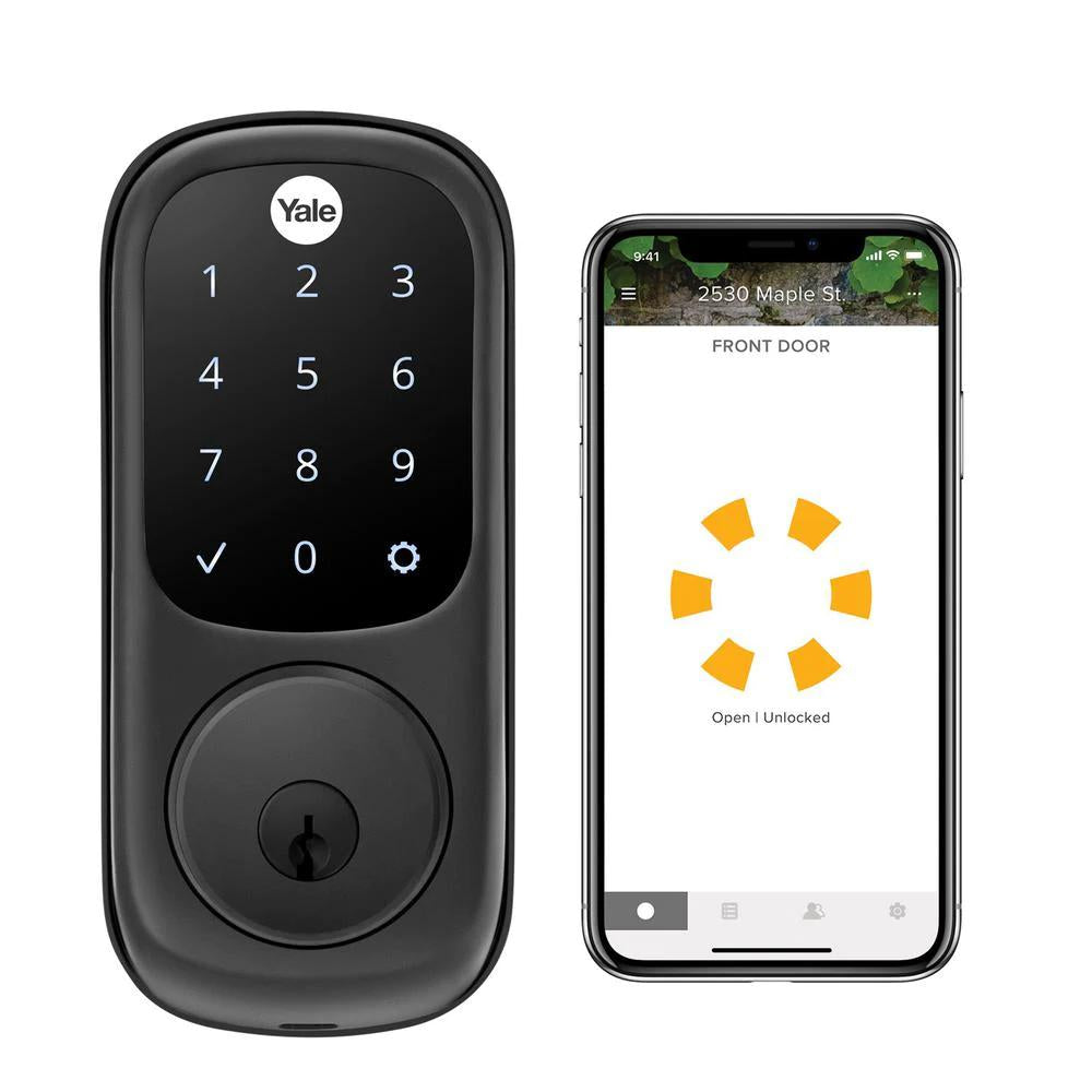 Assure Smart Lock Black Suede Wi-Fi Single Cylinder Deadbolt with Touchscreen Keypad