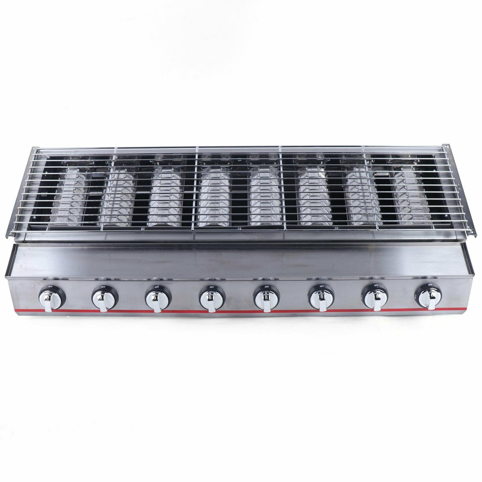 commercial 8 burners lpg gas bbq outdoor picnic barbecue cooker  steel