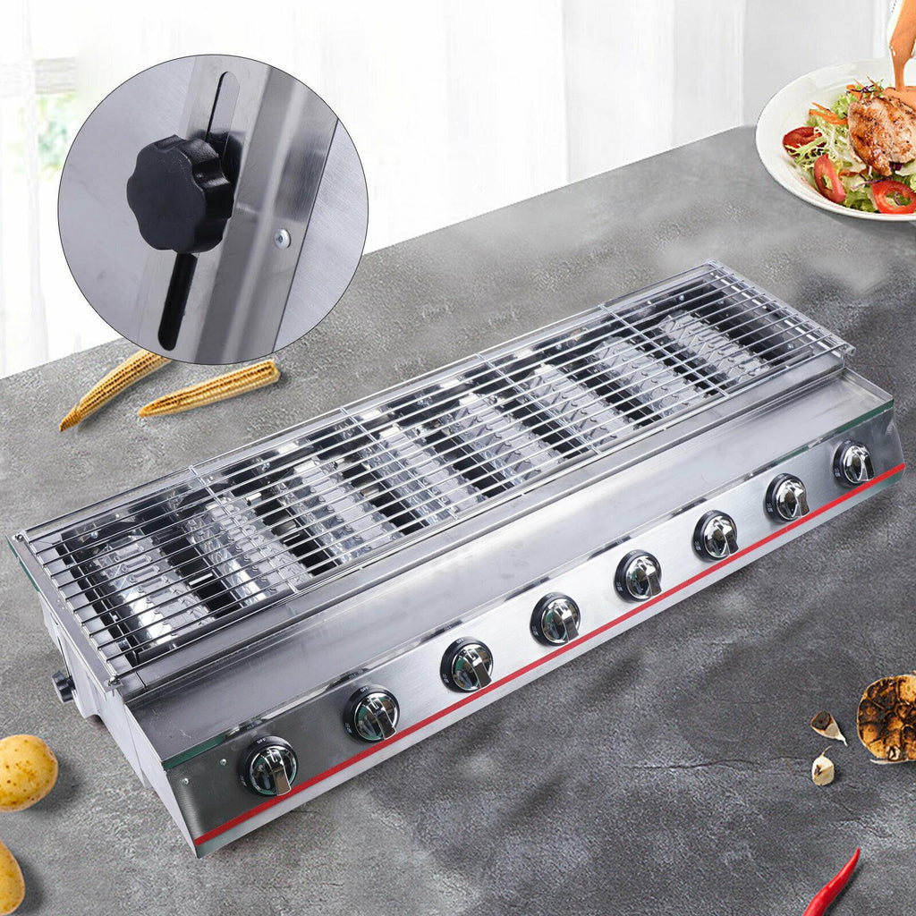 commercial 8 burners lpg gas bbq outdoor picnic barbecue cooker  steel