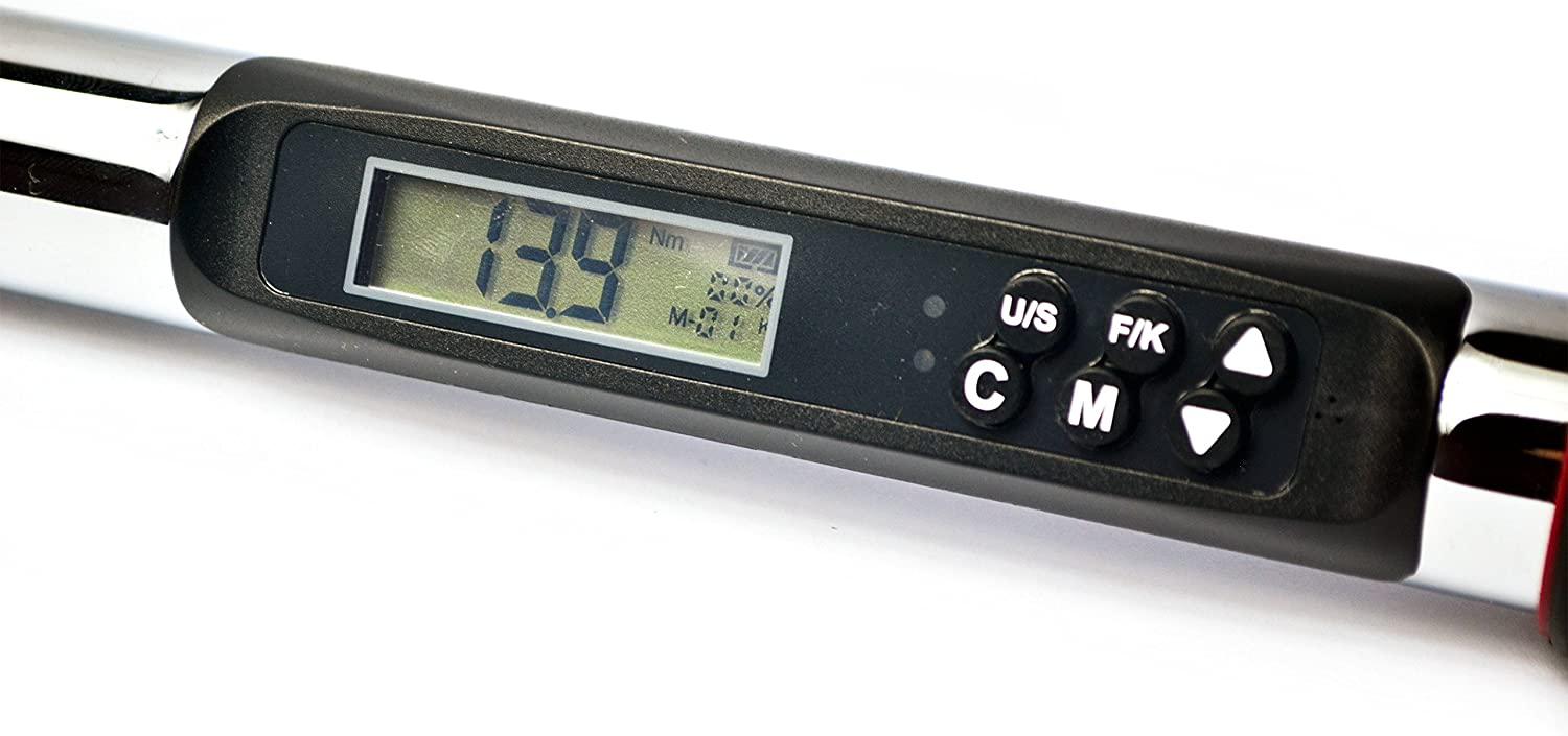 ACDelco Tools 1/2” (Inch) Compact Interchangeable Digital Torque Wrench, Measures 14.8 – 147.5'-LBS. Ranof Torque, 22” Length, Lcd Display, Audible Notification Buzzer, LED Light ARM329-4I