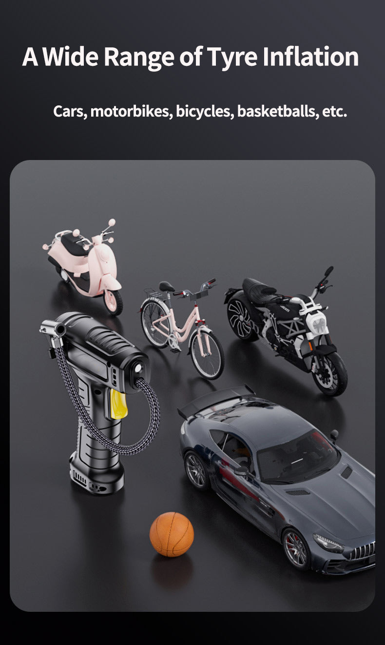 120W Car Air Inflator Pump, Wireless/Wired Electric Handheld Car Tire Inflatable Pump Portable Air Compressor For Tires Digital Auto Tire Inflator