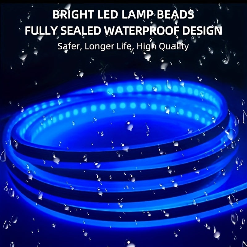 1.5M/70.87in Car LED Hood Light Universal Daytime Running Light Flexible Scan Light Strip Car Decoration Atmosphere Light White Ice Blue Waterproof
