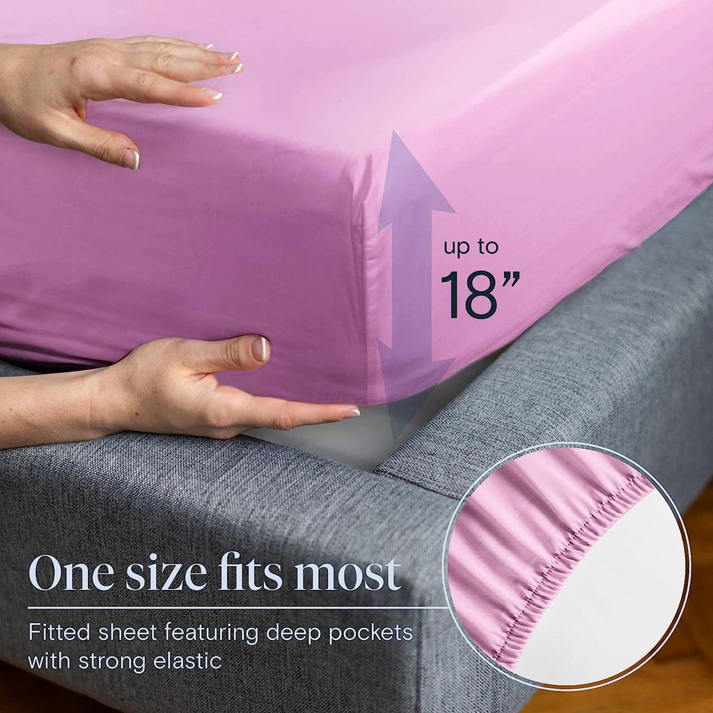 LuxClub 6 PC Queen Sheet Set Bamboo Sheets Deep Pockets 18" Eco Friendly Wrinkle Free Cooling Sheets Machine Washable Hotel Bedding Silky Soft - Light Plum Queen