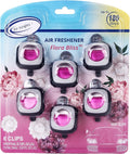 Air Jungles Flora Bliss Scent Car Air Freshener Clip, 6 Car Freshener Vent Clips, 4ml Each, Long Lasting , Up to 180 Days Car Refresher Odor Eliminator