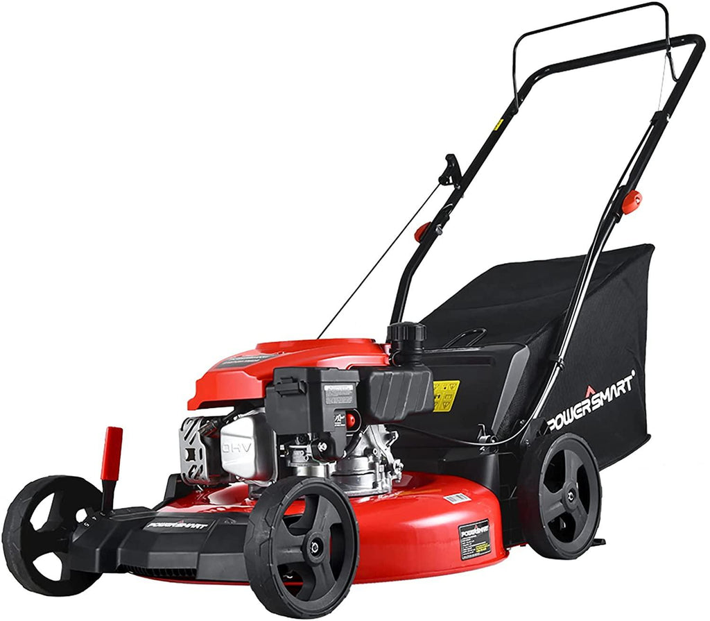 PowerSmart Lawn Mower, 21-inch & 170CC, Gas Powered Push Lawn Mower with 4-Stroke Engine, 3-in-1 Gas Mower in Color Red/Black, 5 Adjustable Heights (1.18''-3.0'' ), DB2194PR