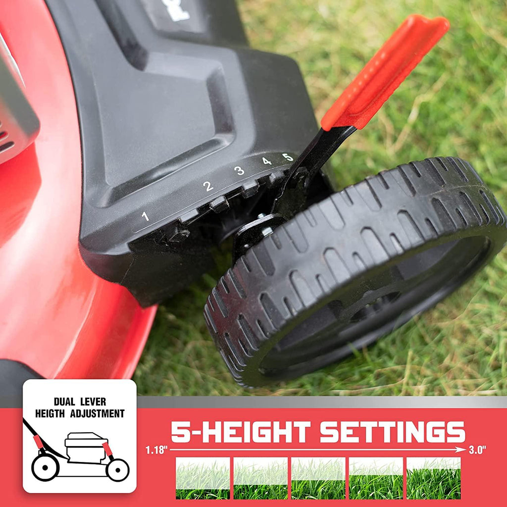 PowerSmart Lawn Mower, 21-inch & 170CC, Gas Powered Push Lawn Mower with 4-Stroke Engine, 3-in-1 Gas Mower in Color Red/Black, 5 Adjustable Heights (1.18''-3.0'' ), DB2194PR