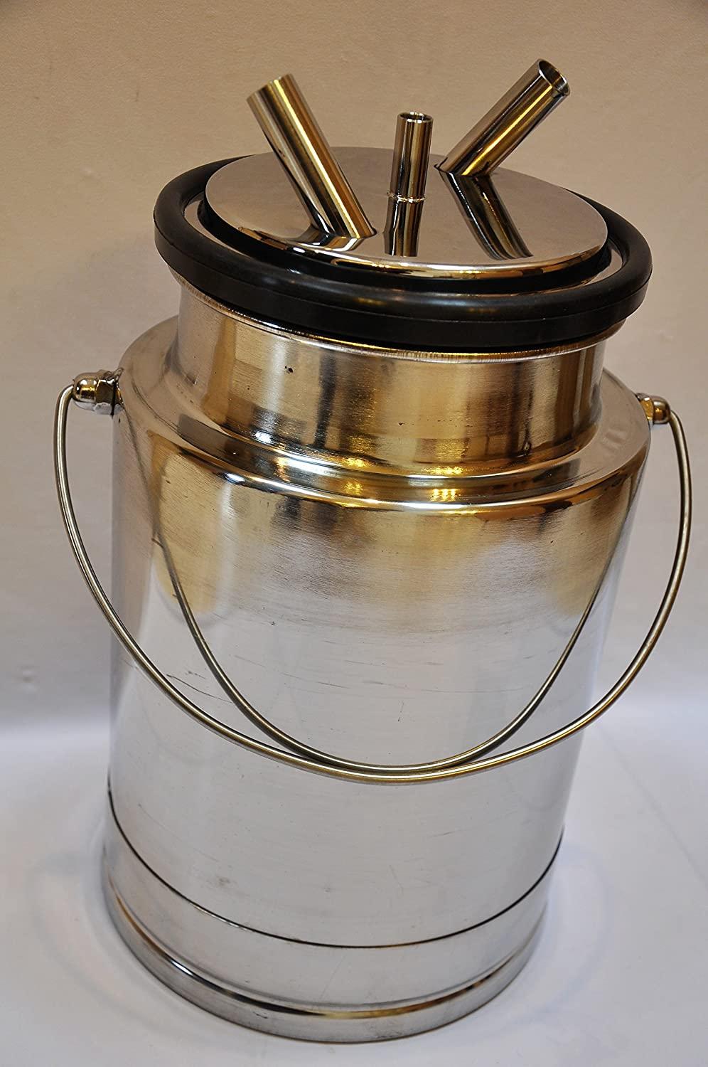 CM10WP5: Complete Cow Bucket Milker w/Twin Piston Oil-Less Oil 5.5 CFM Vacuum Pump 10L SS Bucket Pulsator Claw Cluster Shells+Liners Milk+Air Hoses Clear PVC Portable Station  Quiet Clean