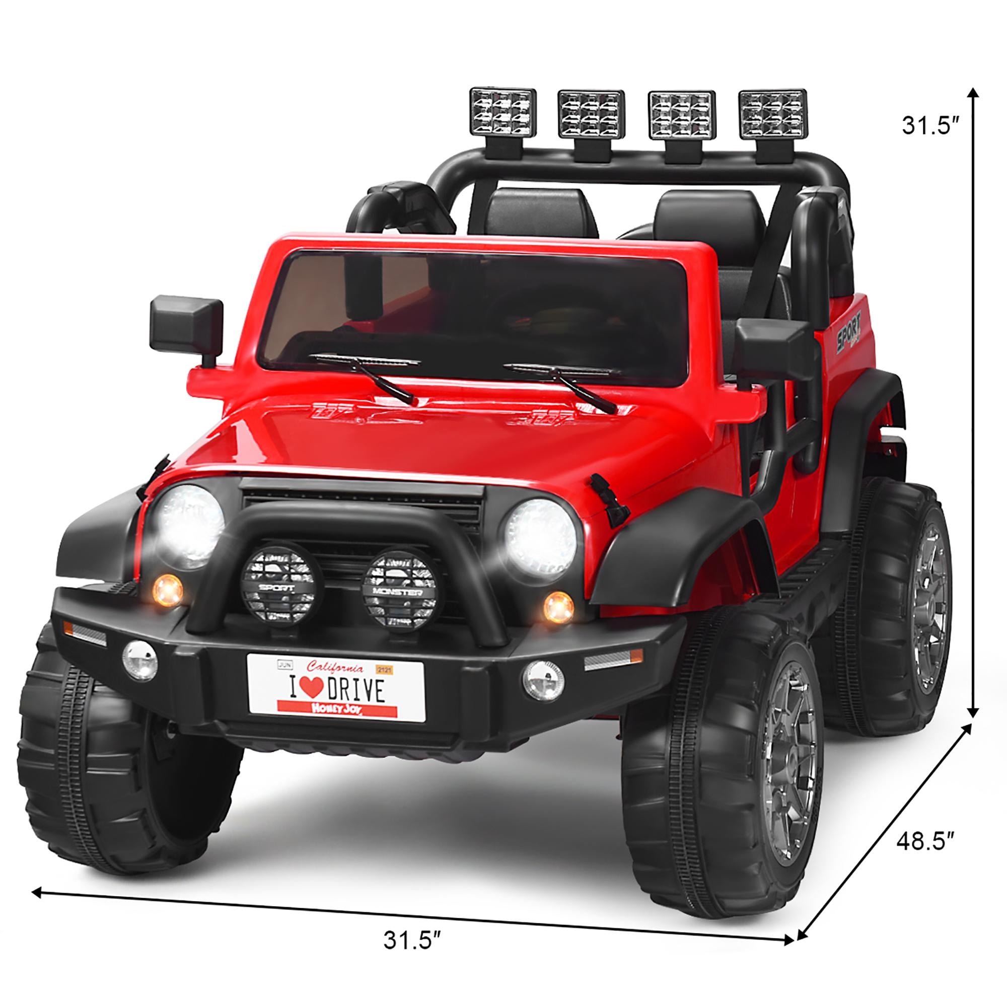 12V Kids Ride On Car 2 Seater Truck RC Electric Vehicles w/ StoraRoom Red