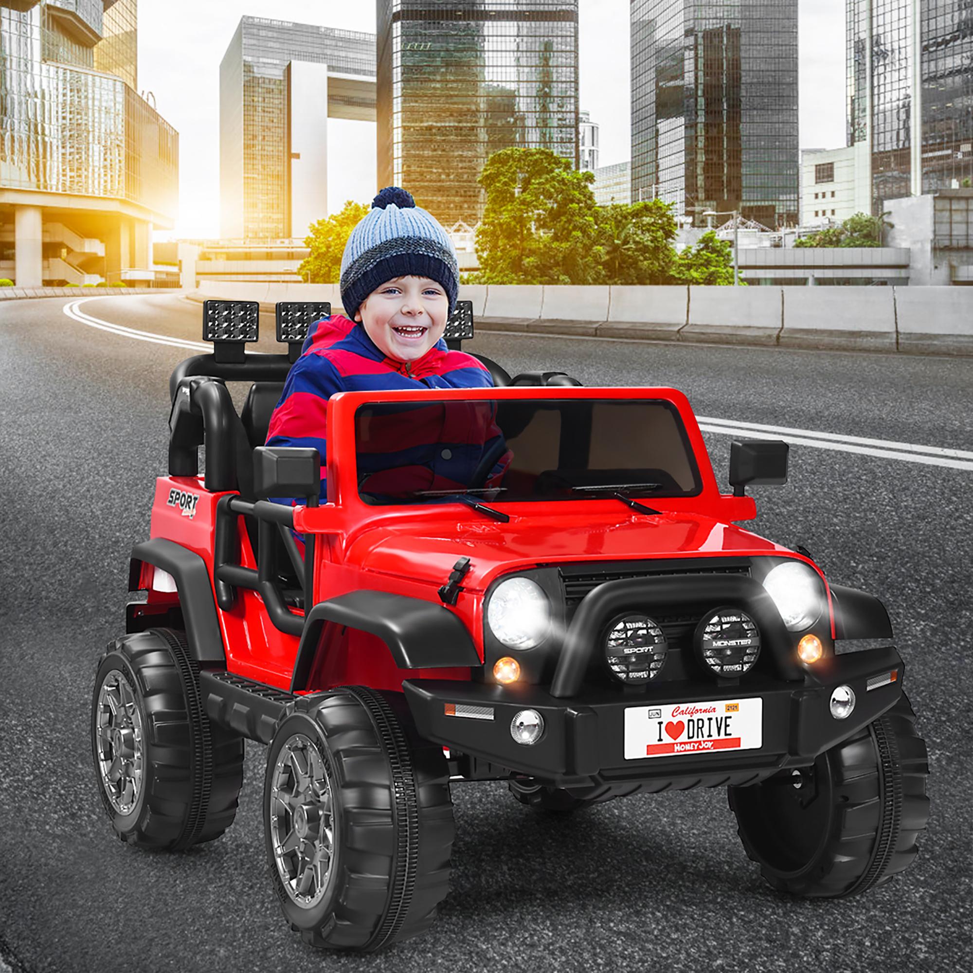 12V Kids Ride On Car 2 Seater Truck RC Electric Vehicles w/ StoraRoom Red