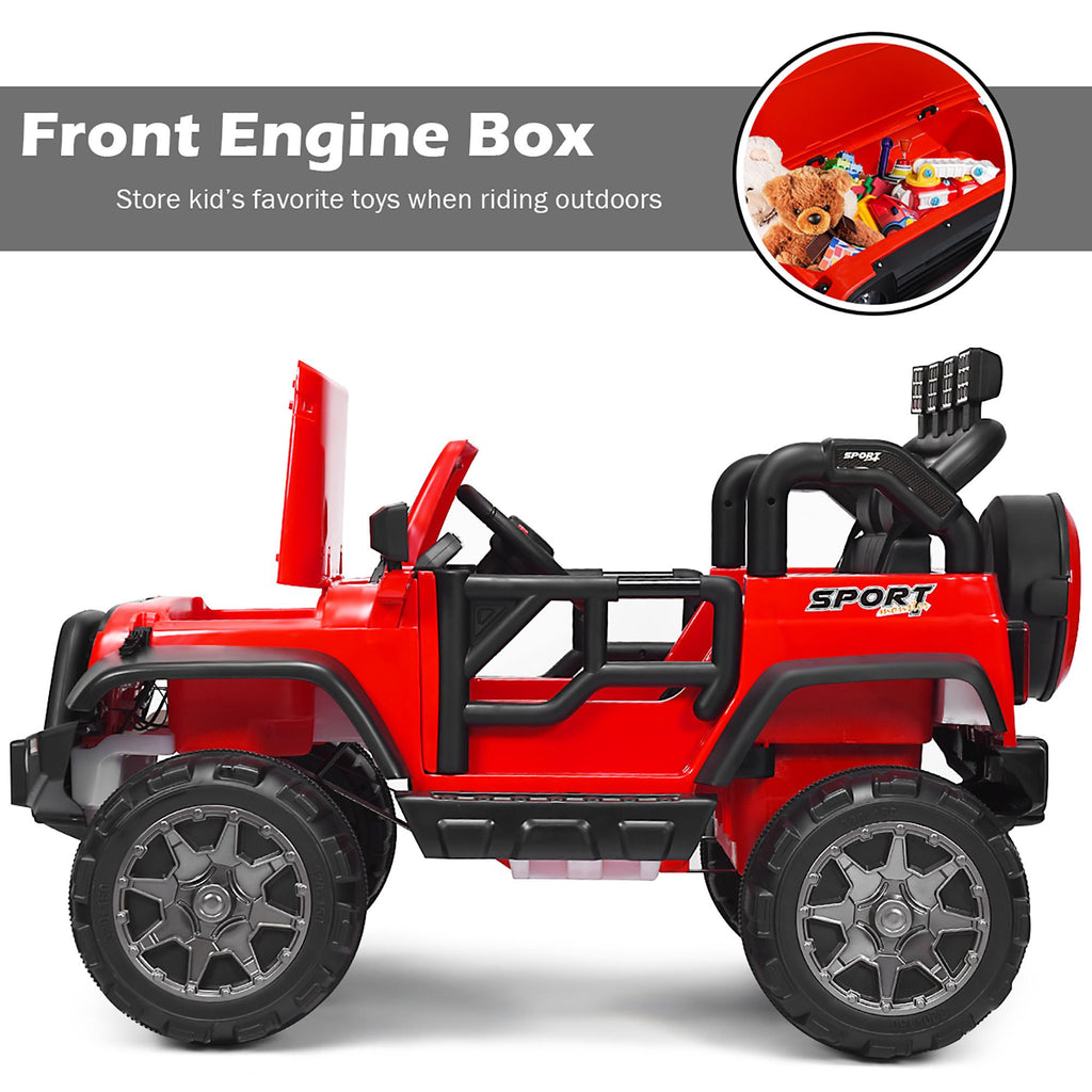 12V Kids Ride On Car 2 Seater Truck RC Electric Vehicles w/ StoraRoom Red