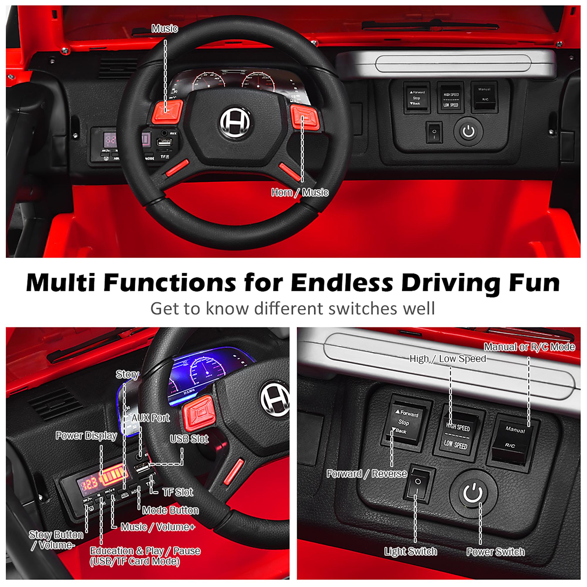 12V Kids Ride On Car 2 Seater Truck RC Electric Vehicles w/ StoraRoom Red