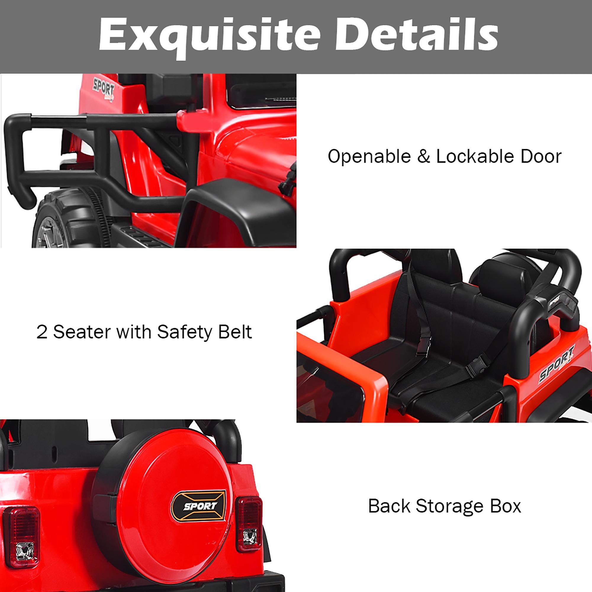 12V Kids Ride On Car 2 Seater Truck RC Electric Vehicles w/ StoraRoom Red
