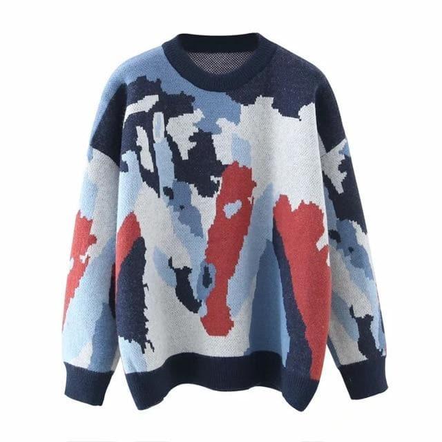graffiti pattern loose sweater