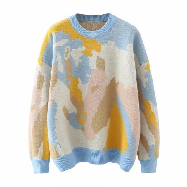 graffiti pattern loose sweater