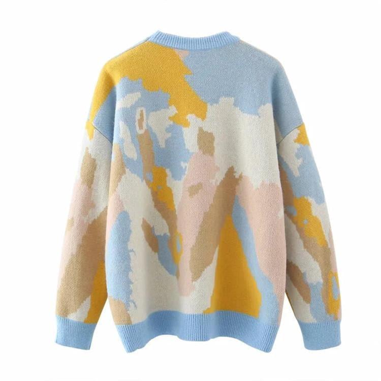 graffiti pattern loose sweater