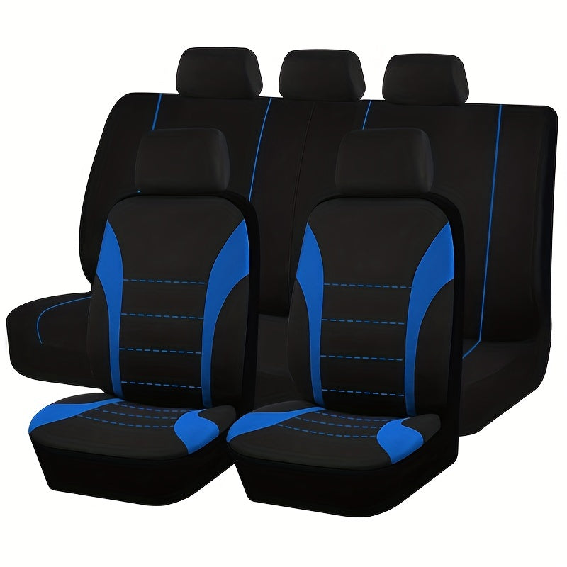 Upgrade Your Car with 9pcs Set of Universal Seat Covers: Airbag Safe, Five Seats, Black, Gray, Pink, Blue &amp; Red!