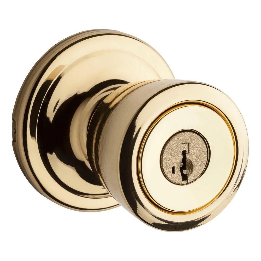 Abbey Polished Brass Entry Door Knob Featuring SmartKey Security