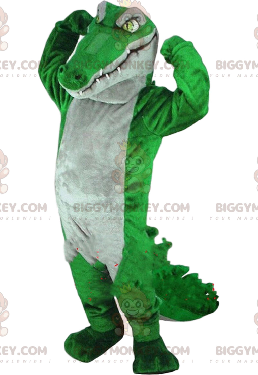 Green and gray crocodile BIGGYMONKEYmascot costume, giant alligator costume