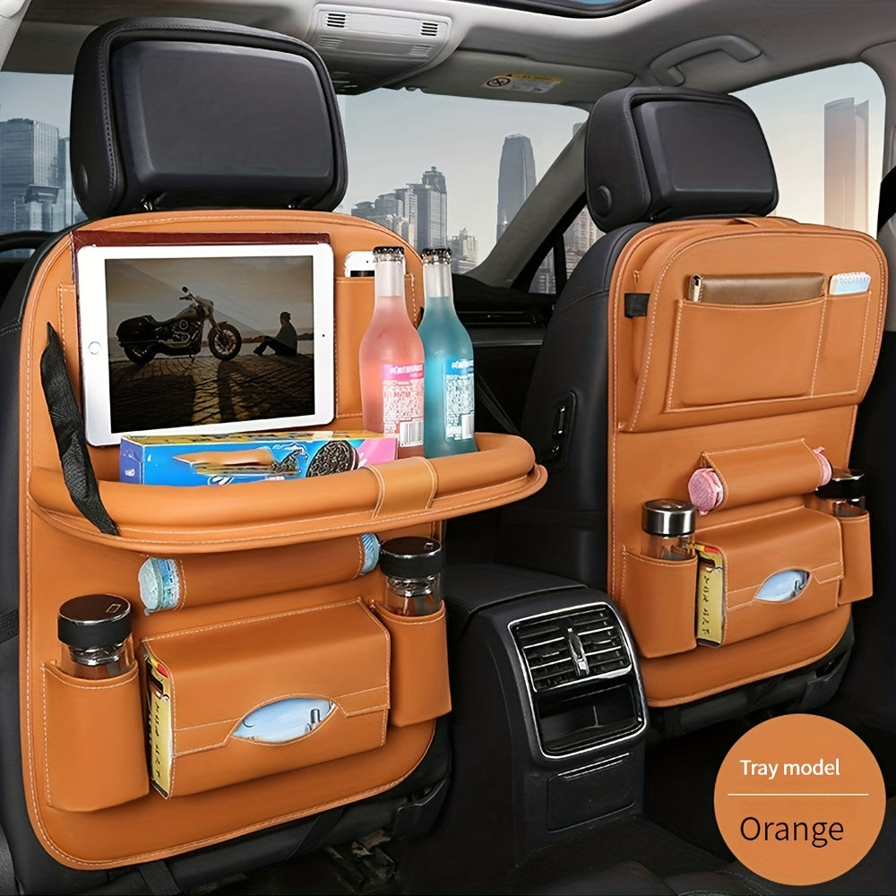 Upgrade Your Car With This Luxury Leather StoraBag And Tray - Perfect For Kids' Snacks And Toys!