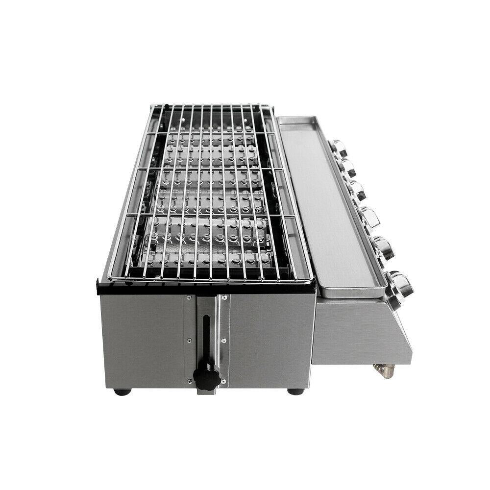 Steel 6 Burners LPG Barbecue BBQ Grill Grill Size 790*250mm Garden