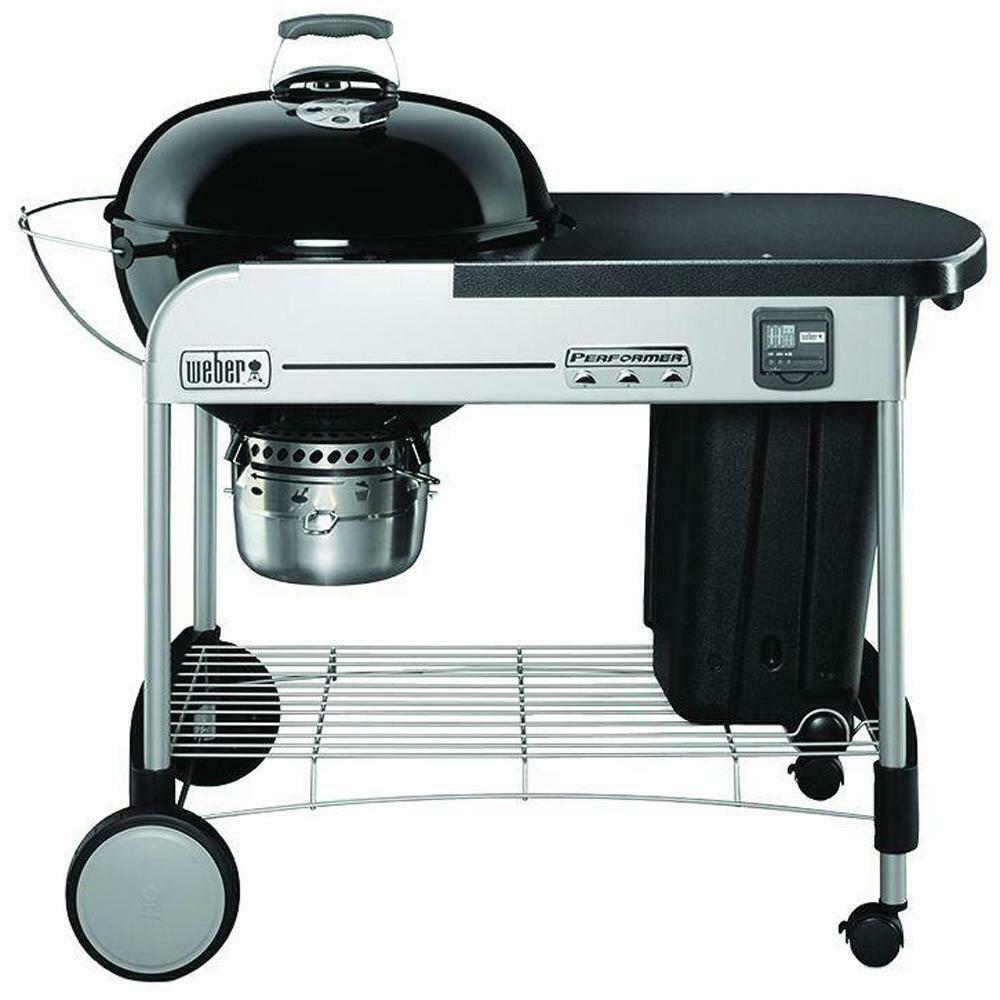 Charcoal Grill Chrome-Plated Steel Wheels Fixed Heat Thermometer Black