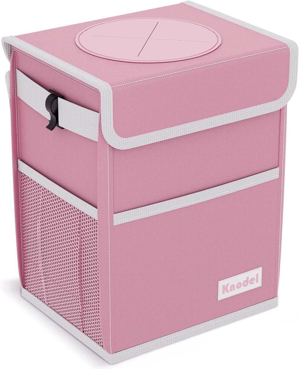 K KNODEL Car Trash Can, Waterproof Garbage Bag with Lid, Leak-Proof Car Trash Bin, Car Trash Hanging (Pink, Medium)