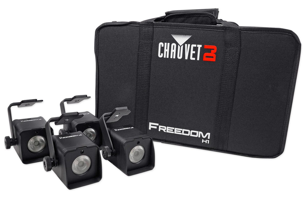 Chauvet DJ Freedom H1 X4 (4) Wireless Wash Lights+Bag+Charger+Remote+LED Fogger