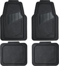 CAR PASS Heavy Duty Rubber Floor Mats 4-Piece Car Mat Set - Universal Waterproof Carbon Fiber Floor Mats for Car SUV Truck, Durable All-Weather Mats(Black)