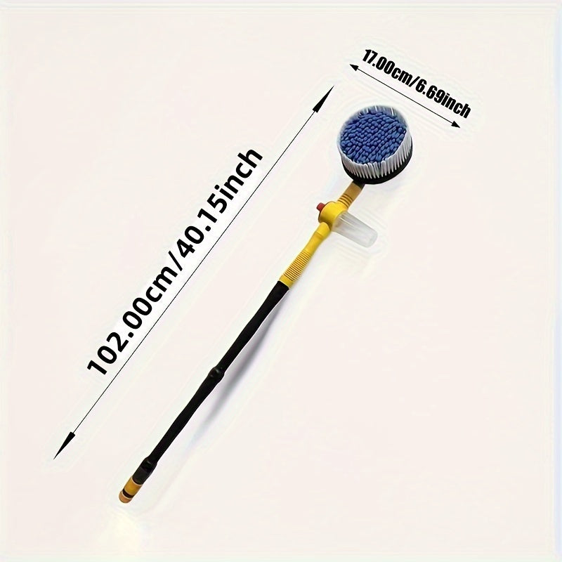 Car Wash Brush Cleaning Kit 360° Spin Car Mop Microfiber Car Cleaning Brush Detachable Extendable Scrub Brush Garden Hose Spray Nozzle Spray Gun