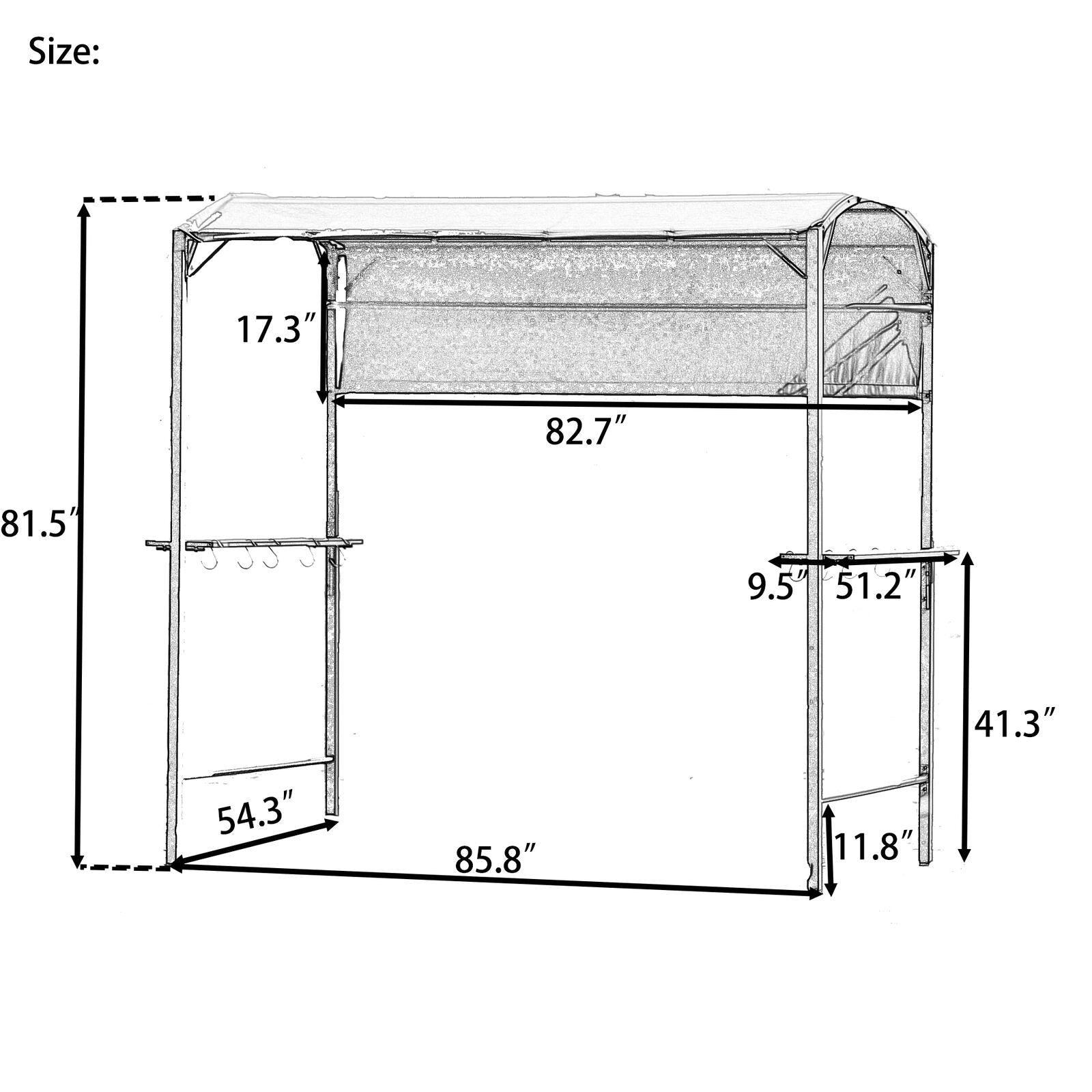 Steel Backyard Patio BBQ Grill Gazebo with Side Awning Bar Counters Hooks PP