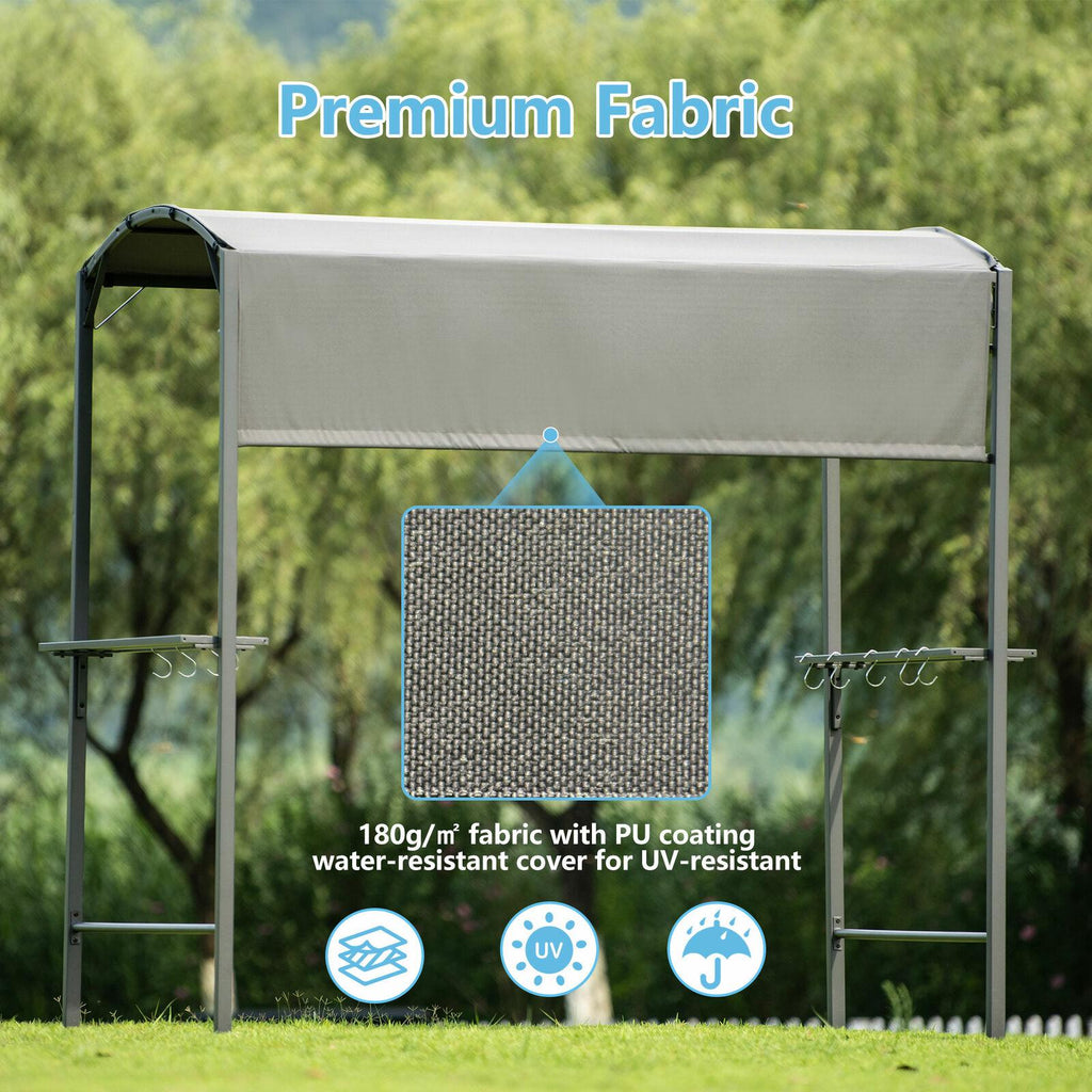Steel Backyard Patio BBQ Grill Gazebo with Side Awning Bar Counters Hooks PP