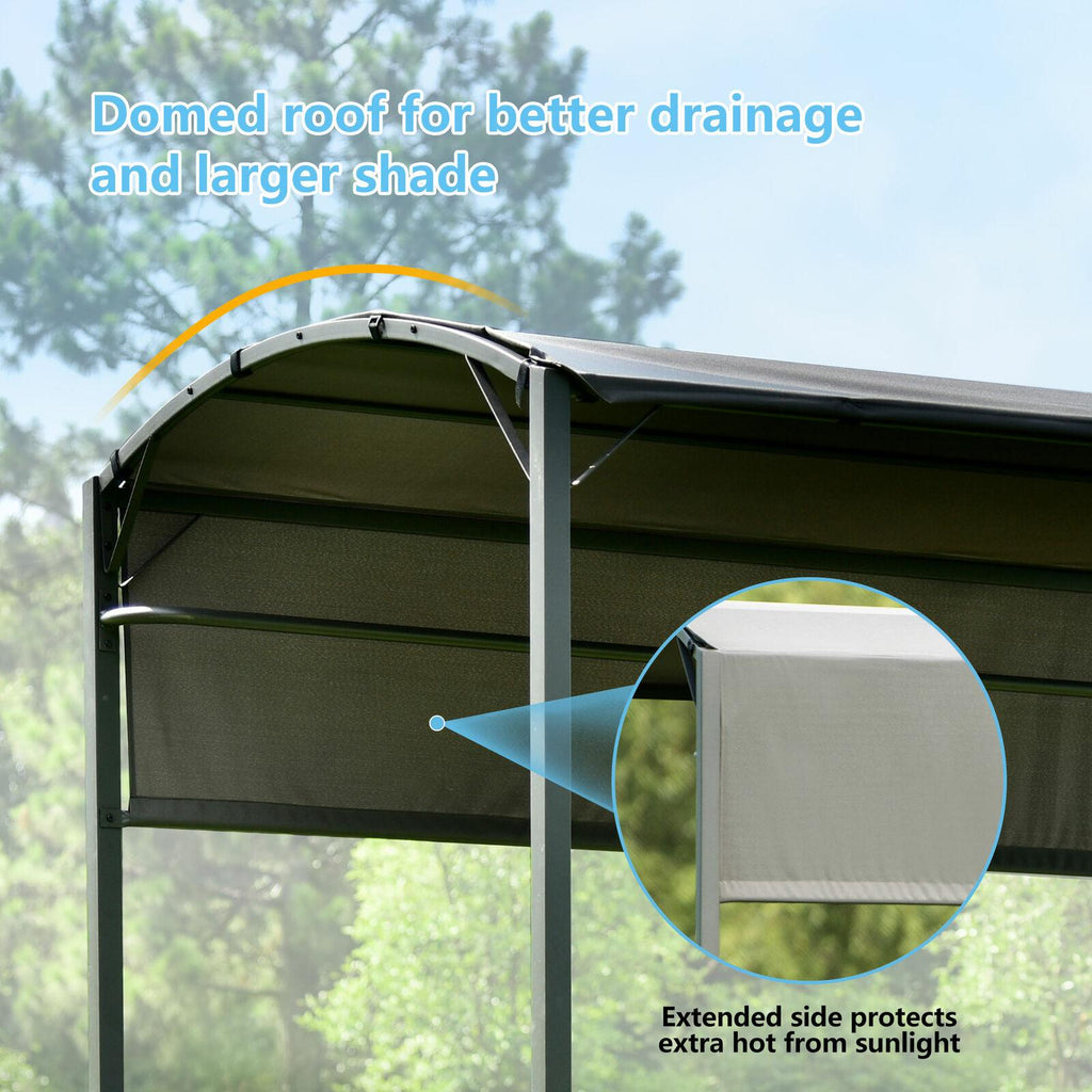Steel Backyard Patio BBQ Grill Gazebo with Side Awning Bar Counters Hooks VF