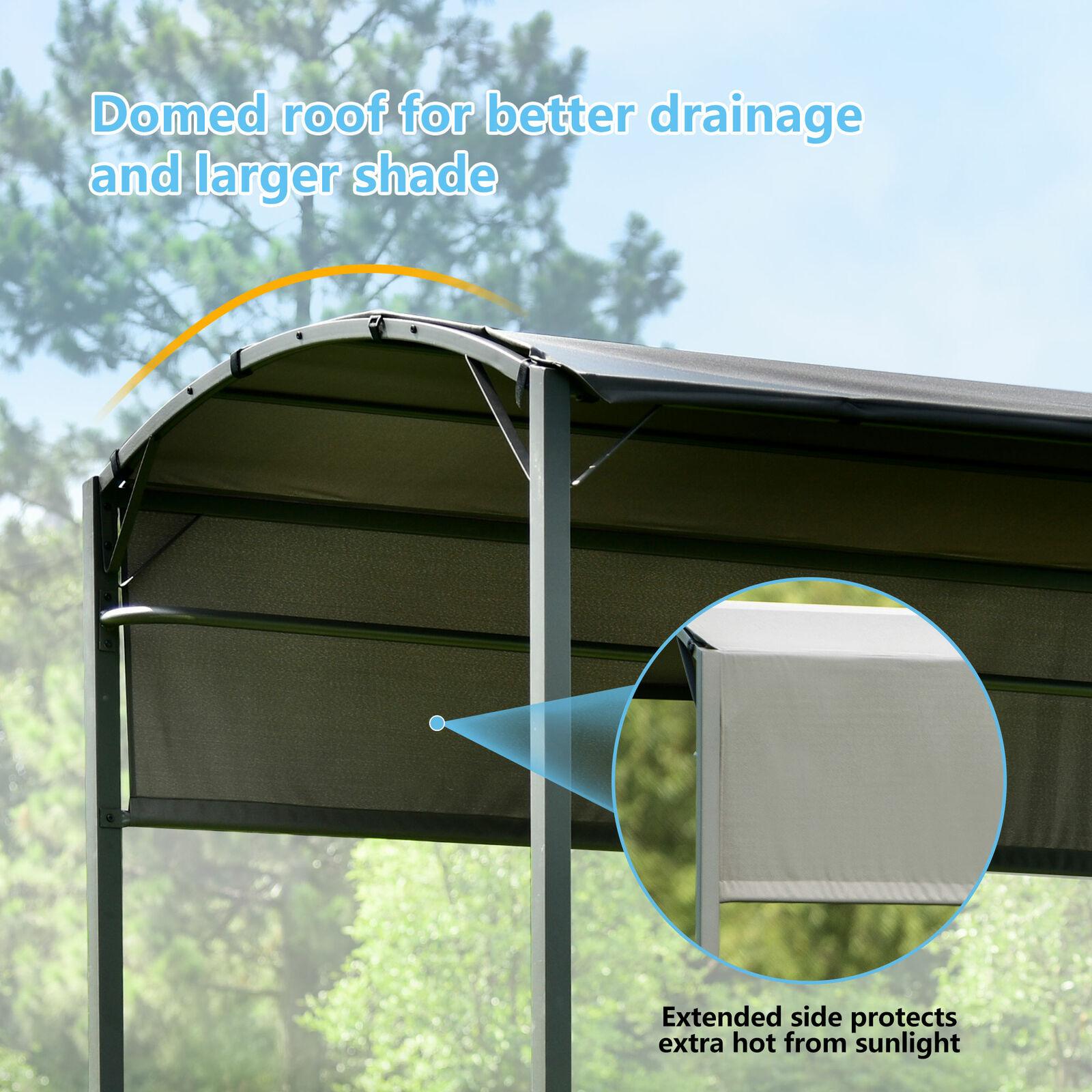 Steel Backyard Patio BBQ Grill Gazebo with Side Awning Bar Counters Hooks PP