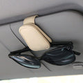 KIWEN Sunglasses Holders for Car Sun Visor, Magnetic Leather Glasses Eyeglass Hanger Clip for Car, Ticket Card Clip Eyeglasses Mount (Beige)