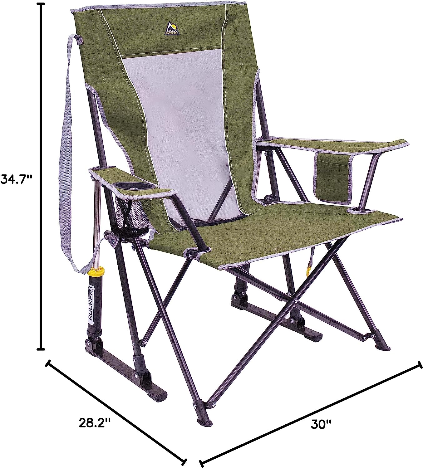 GCI Outdoor Comfort Pro Rocker Collapsible Rocking Chair &amp; Outdoor Camping Chair, Loden Green
