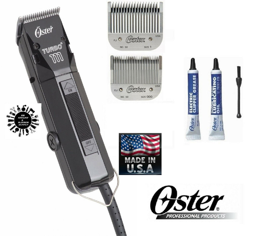 Oster Pro Turbo 111 Hair Stylist Barber Clipper Kit # 1&000 Detachable Blade Set