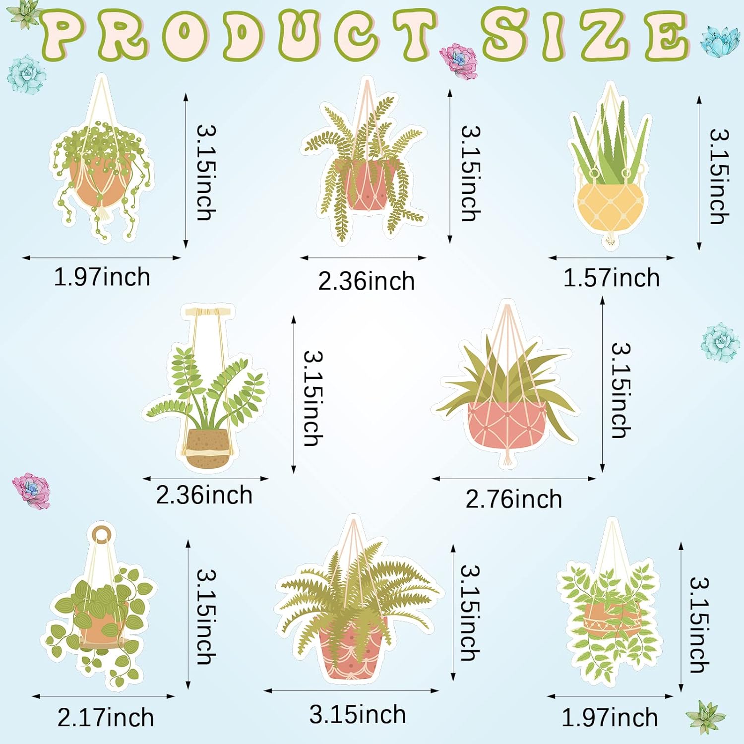 Tallew 8 Pack Car Hanging Plants Air Freshener for Women Girls Long Lasting Funny Plant Accessories Little Scented for Mirror