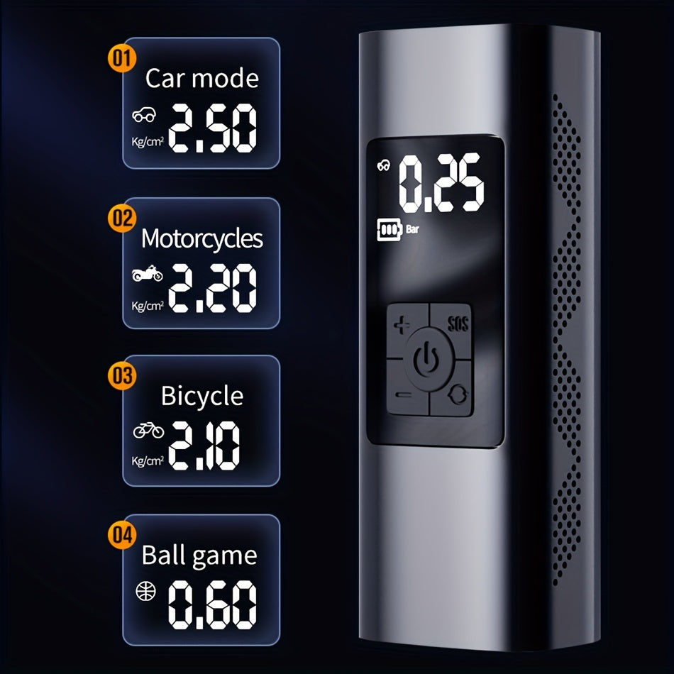 6000mAh Portable Cordless Tire Inflator: 150PSI Digital Air Pump for Cars, Bikes, and Boats