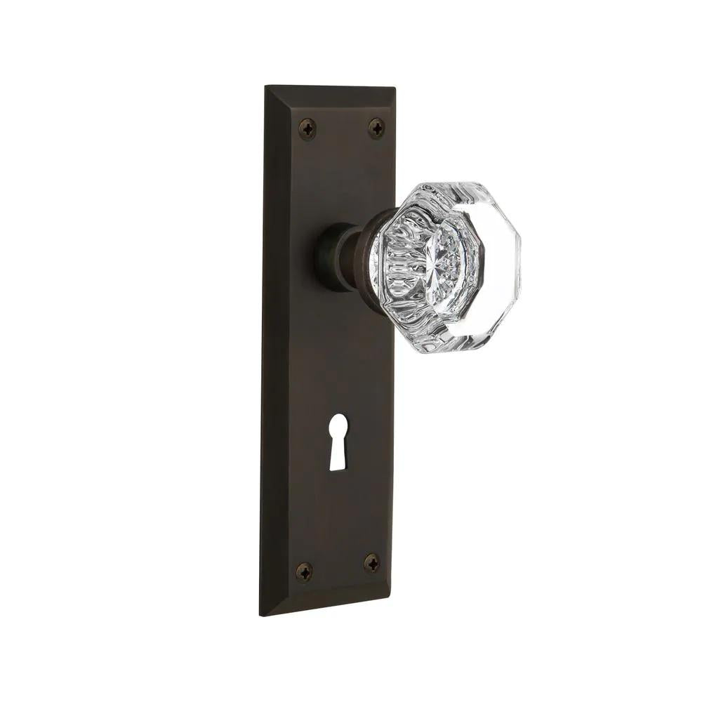 York Plate with Keyhole 2-3/8 in. Backset Oil-Rubbed Bronze Privacy Bed/Bath Waldorf Door Knob