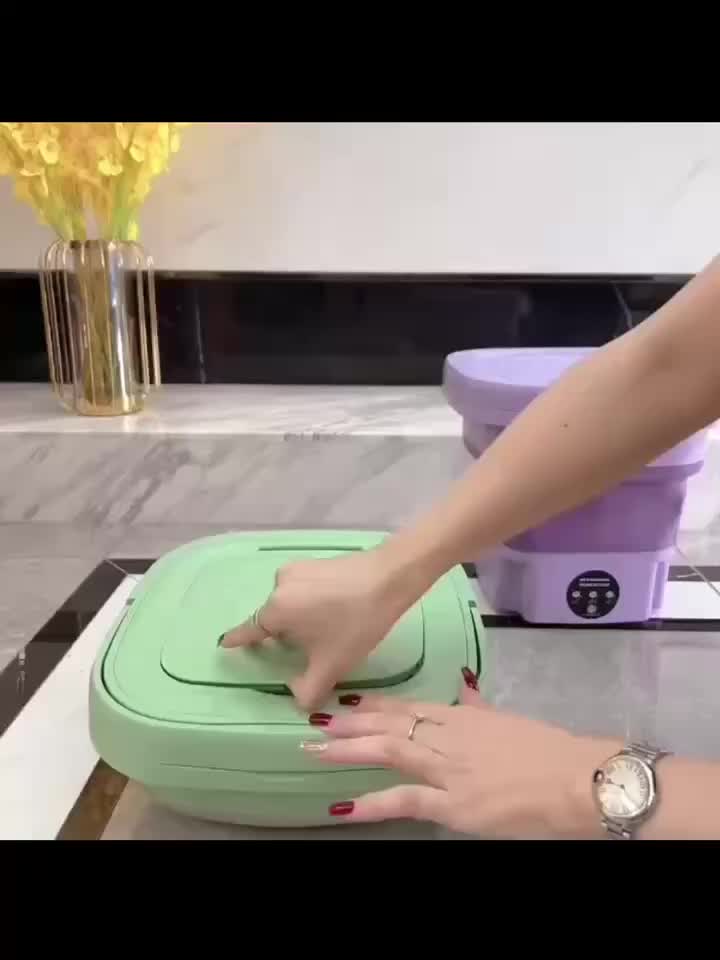 1pc Portable Mini Washing Machine Collapsible Bucket, 8L/3 Modes Effective Steri-lizing Washer With Drain Basket , Underwear Suitable For RV, Travel