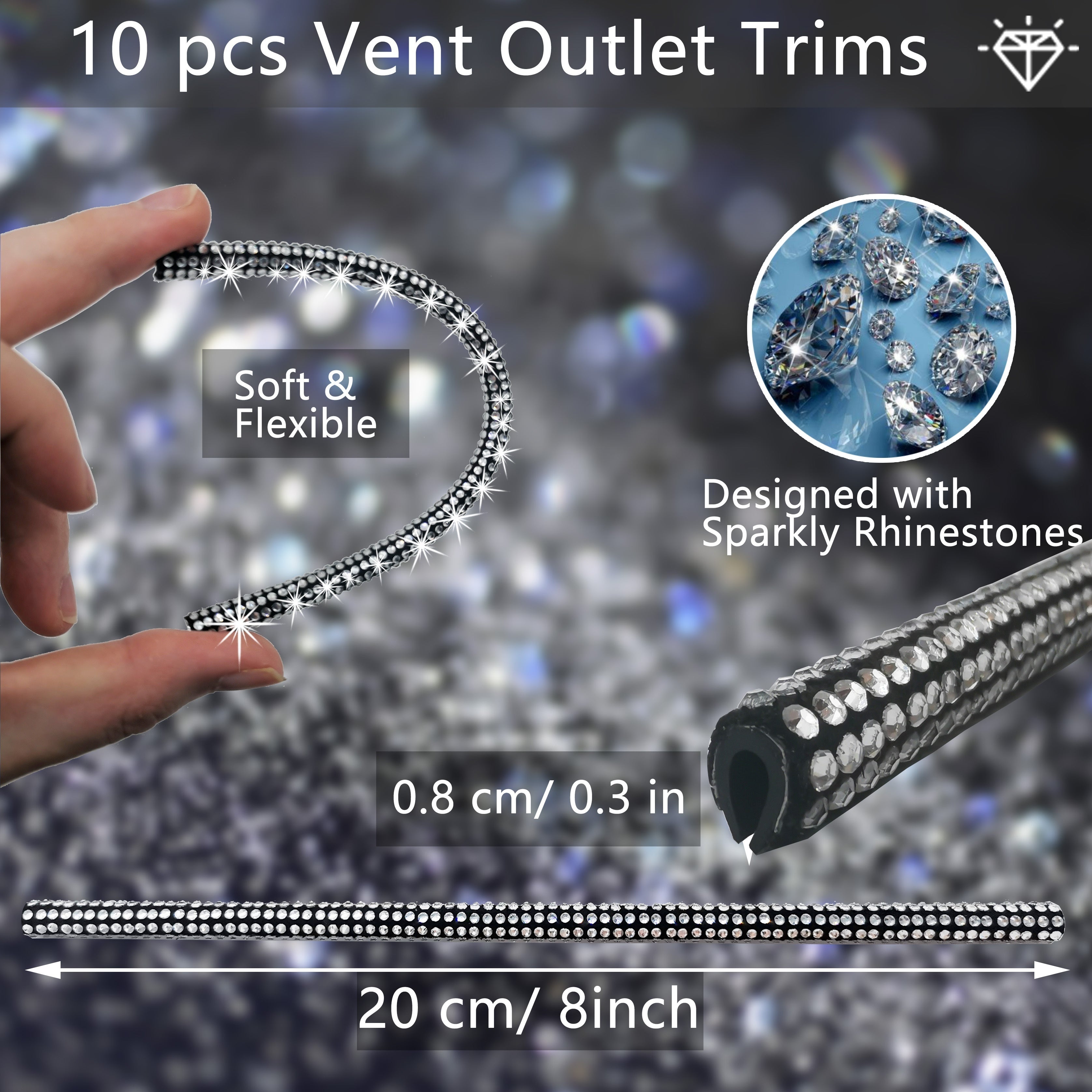 27pcs Bling Car Accessories Set For Women, Bling Steering Wheel Covers Universal Fit 15 Inch, Bling License Plate Frame,  Phone Holder, Car Coasters