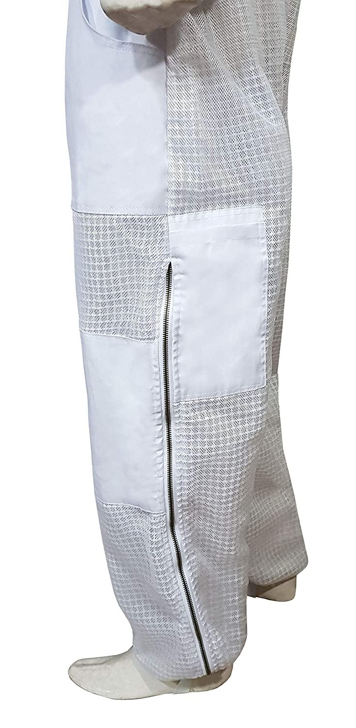 Brutul Bee 3 Layer Beekeeping Ultralight Ventilated Suit with Round Veil (White, 4XL)