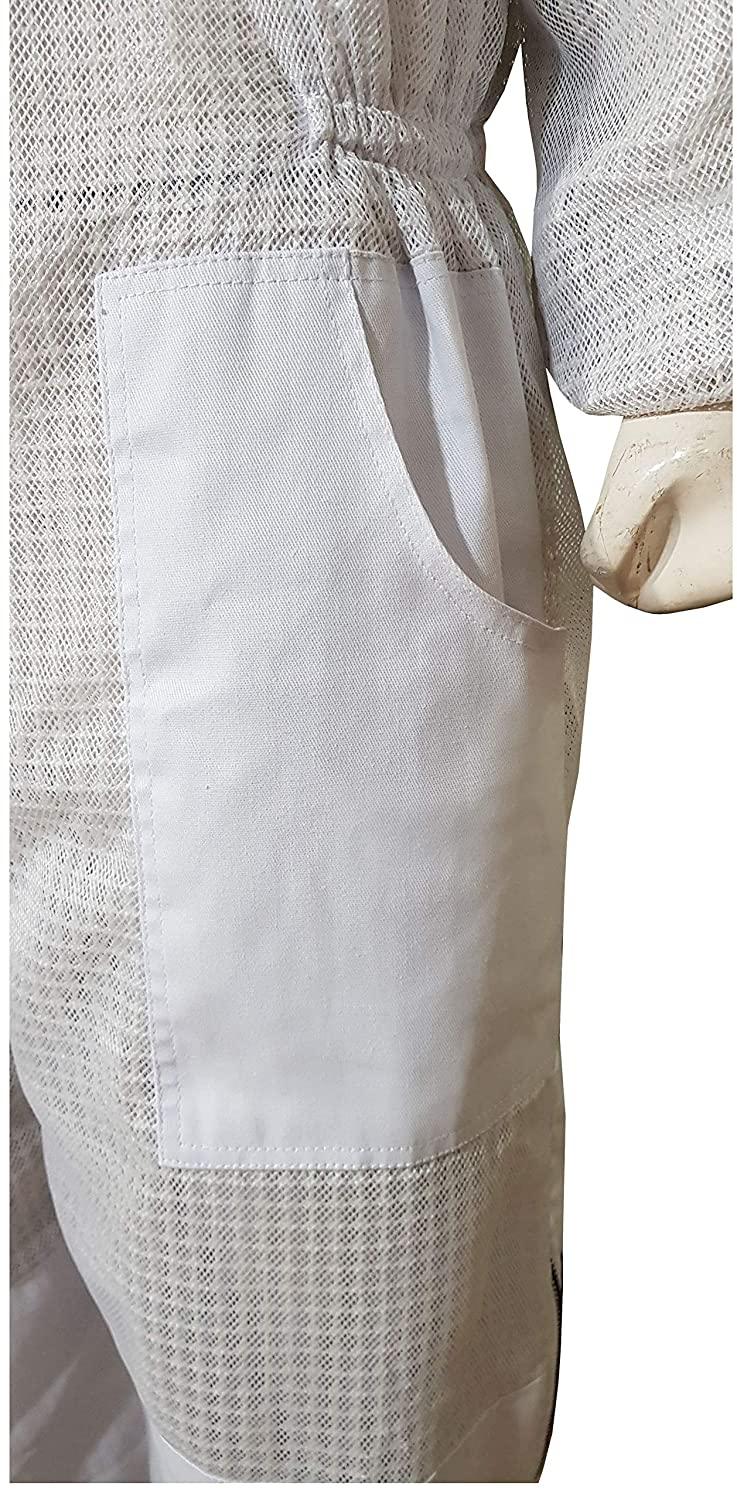 Brutul Bee 3 Layer Beekeeping Ultralight Ventilated Suit with Round Veil (White, 4XL)