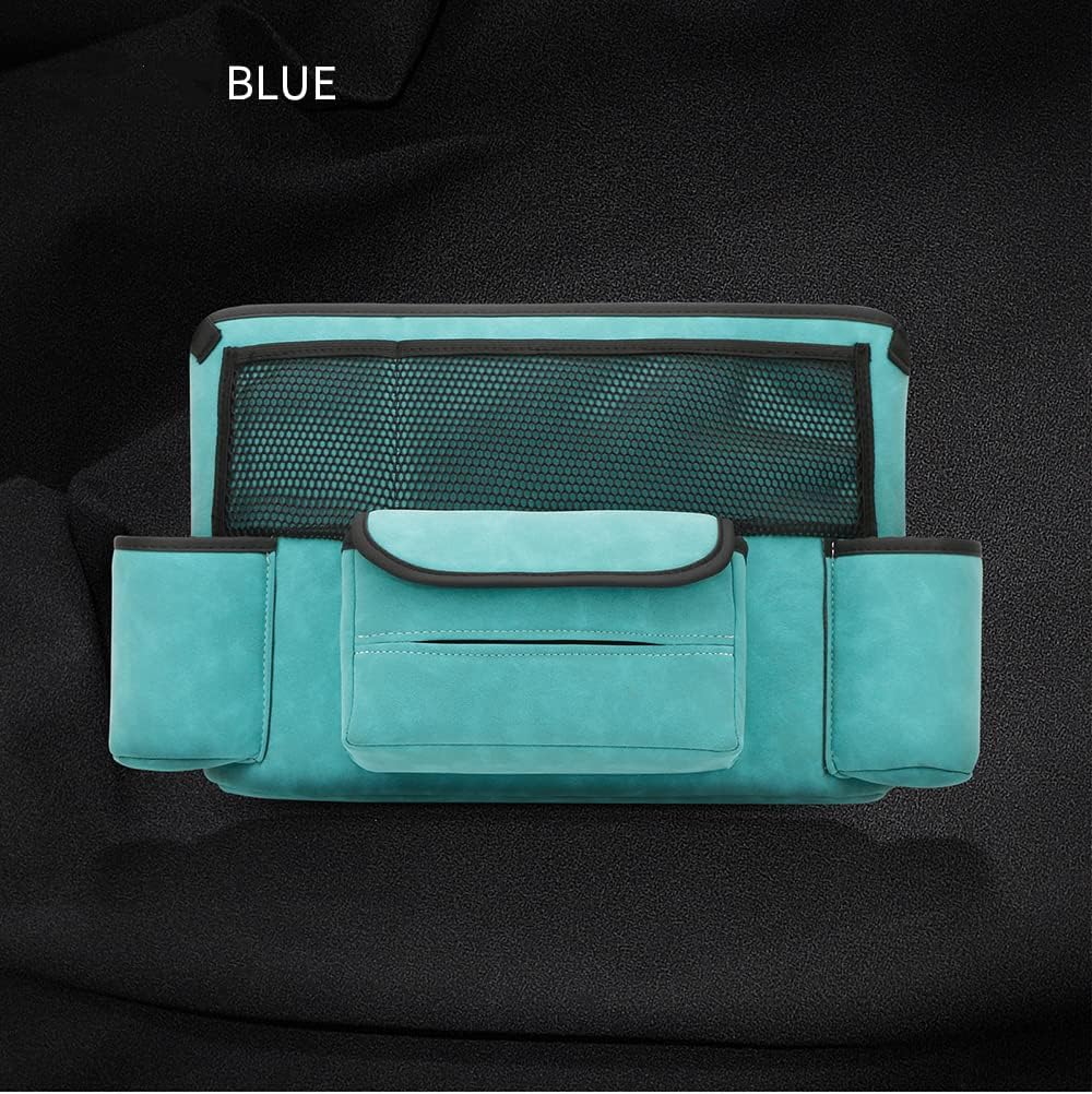 JEYODA Car Handbag Holder Between Seats Suede Large Capacity Car Purse Holder Automotive Consoles &amp; Organizers for Document Phone Storage Car Accessories Interior (1925-style 2 blue)