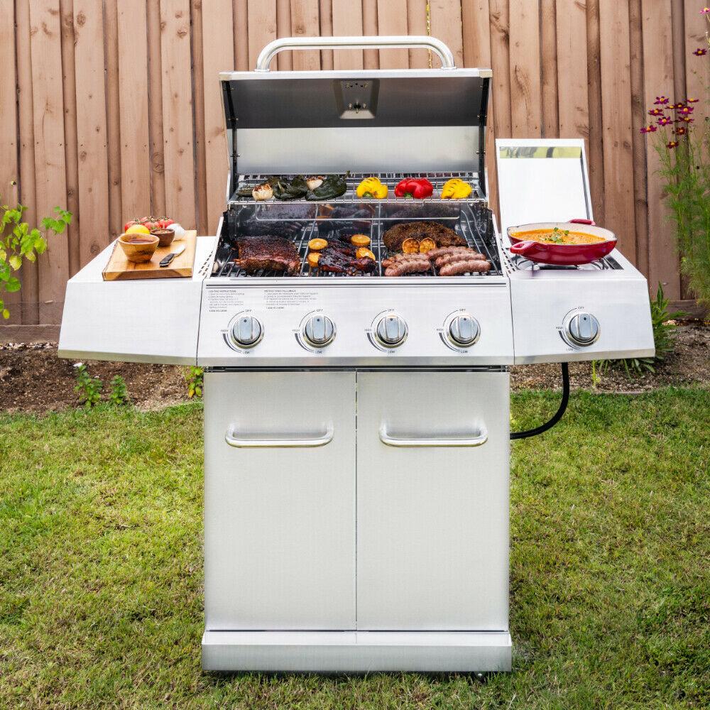 Gas Grill  Steel 4 Burner Outdoor Patio Grill Propane Barbeque Grill