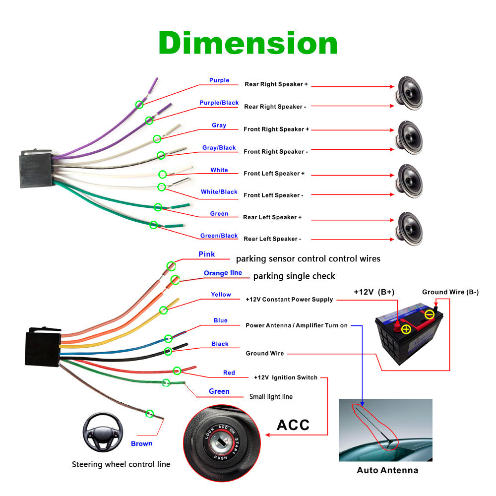 Car Multimedia Player 1080P High Resolution FM Audio Support Mirror Link Backup Camera Support Remote Control AUX Audio For IOS/Android